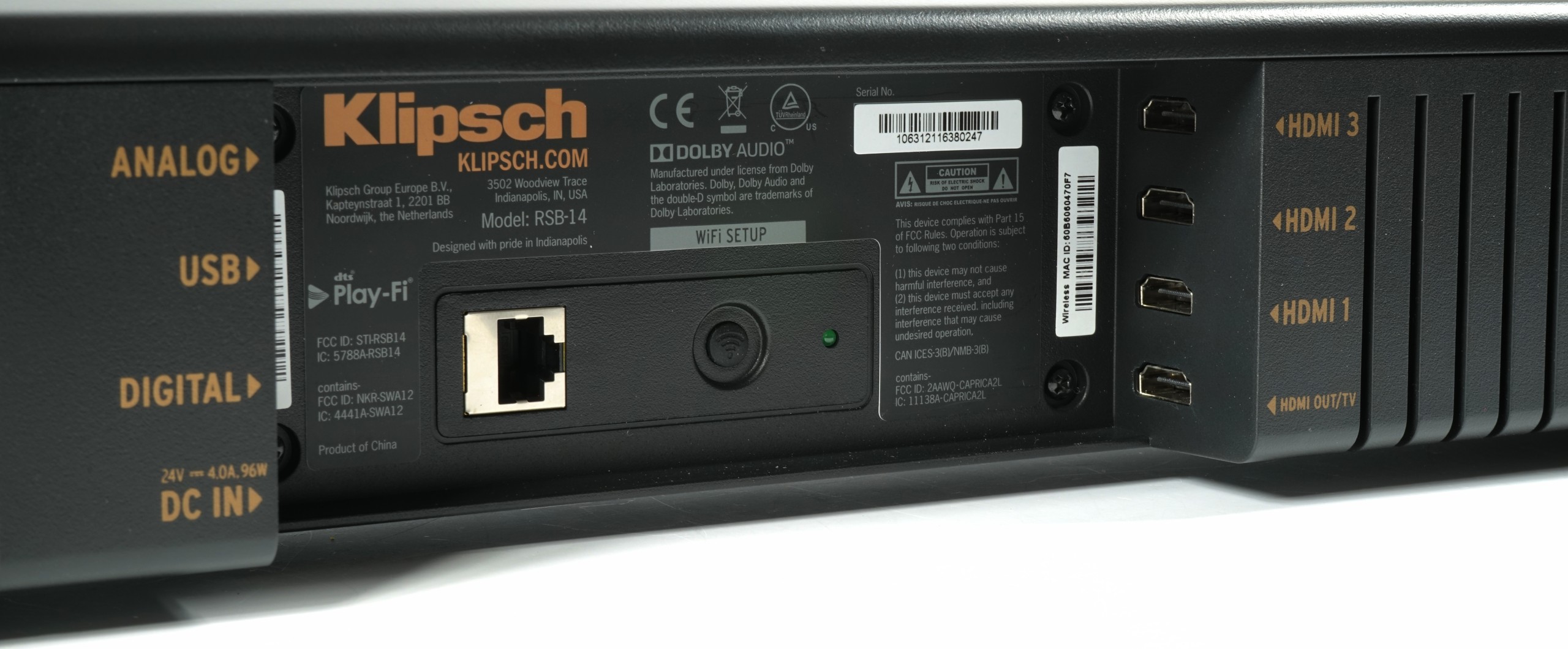 Klipsch RSB-14 Soundbar Connections