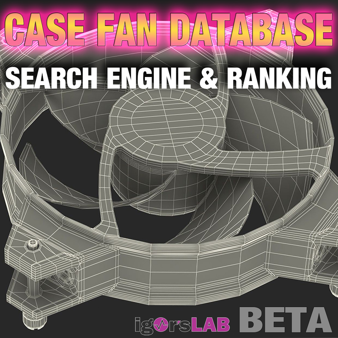Interactive case fan database - search and compare the specifications as well as real measurement data of current fans